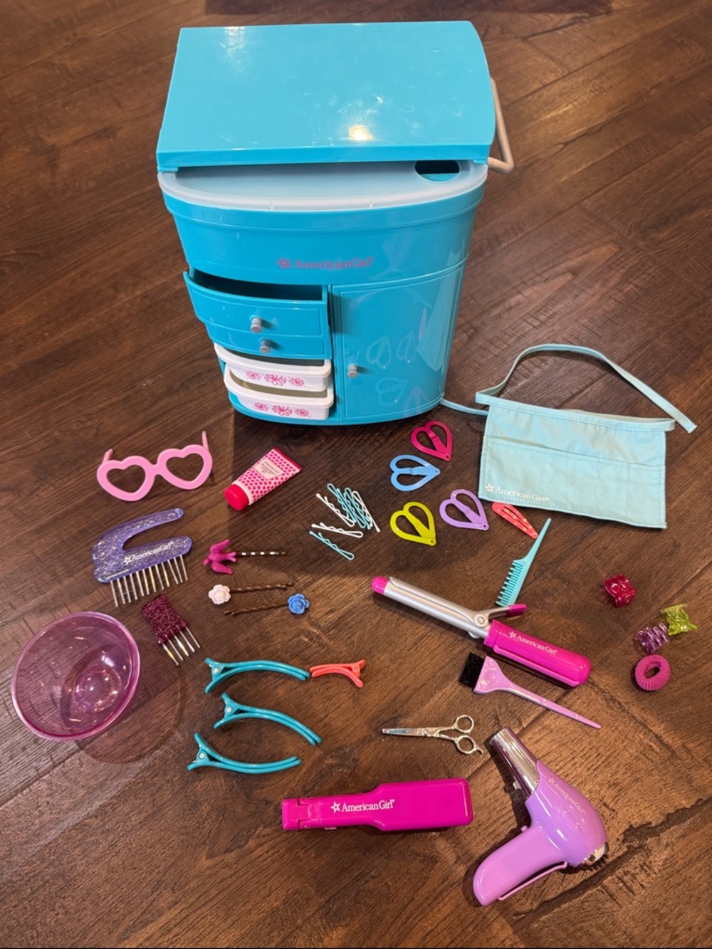 American Girl Blue Toy Vanity Set with Hair Tools